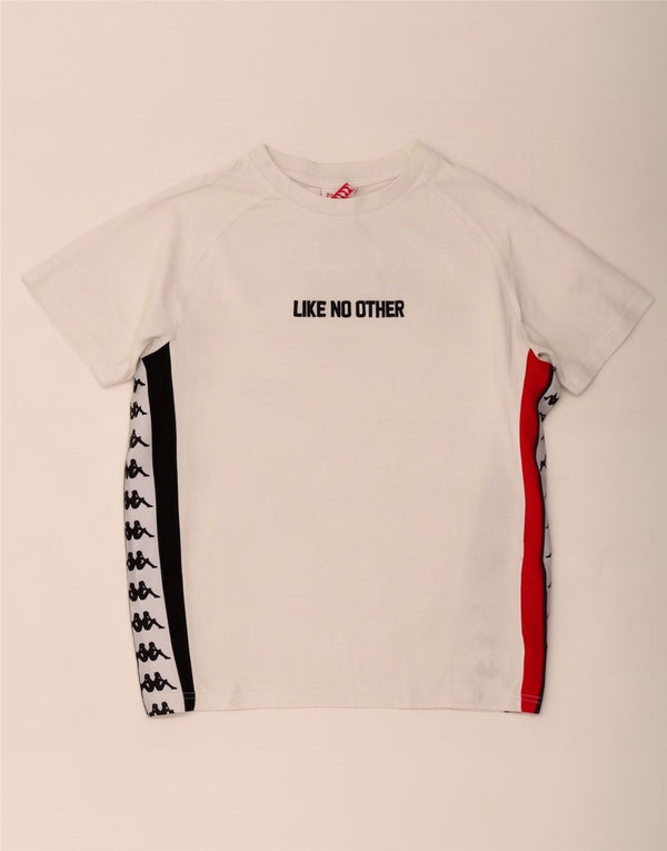 Kappa Mens Graphic T-Shirt Top XS White Colourblock Cotton