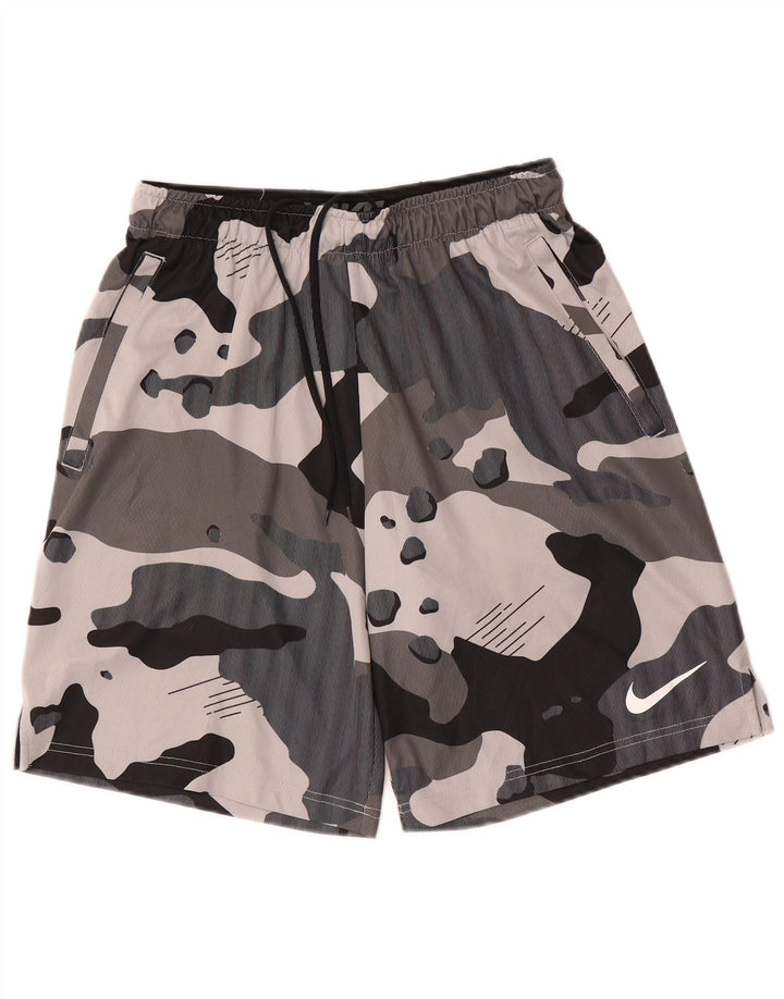 Męskie spodenki sportowe Nike Dri Fit, średnioszary, kamuflażowy poliester