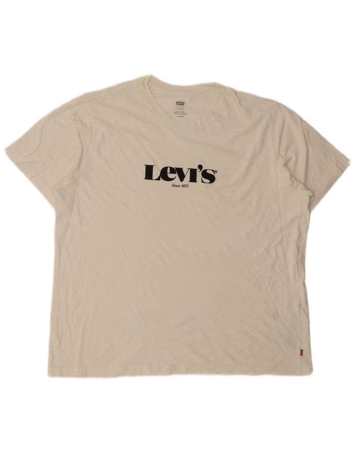Męski T-shirt z grafiką Levi's, góra XL, biała bawełna