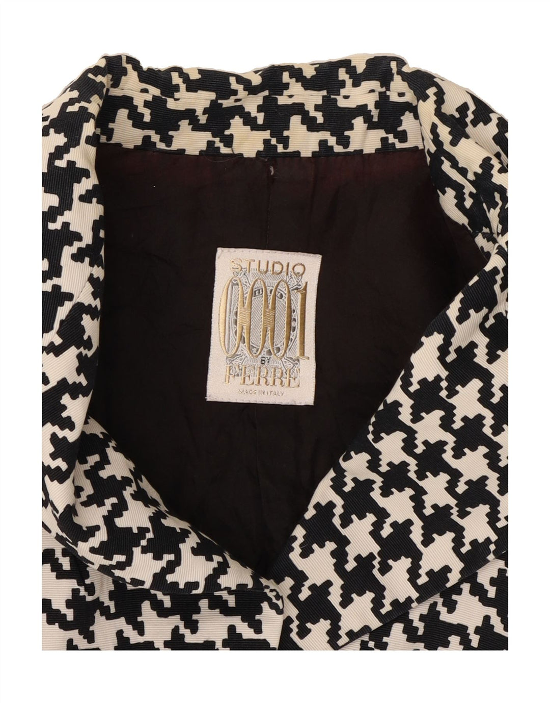 FERRE Womens 2 Button Blazer Jacket UK 8 Small Black Houndstooth Vintage Ferre and Second-Hand Ferre from Messina Hembry 