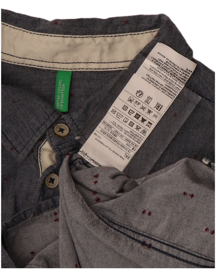 Koszula chłopięca BENETTON 13-14 lat 3XL, bawełniana, granatowa w cętki