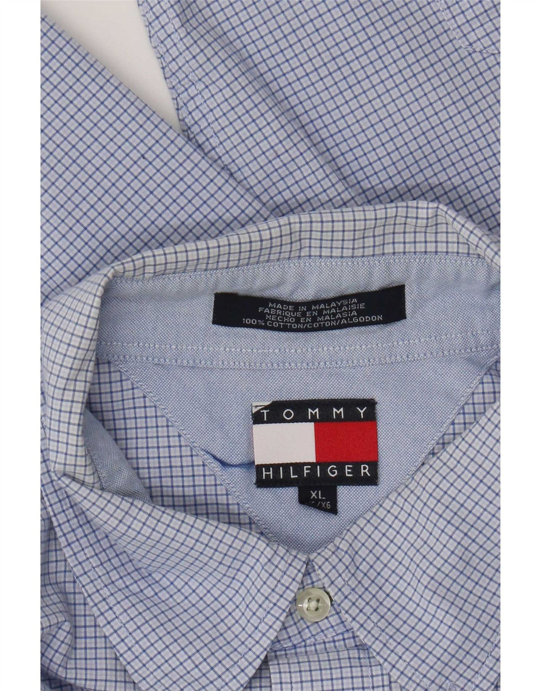 Koszula męska Tommy Hilfiger XL w niebieską kratkę, bawełniana