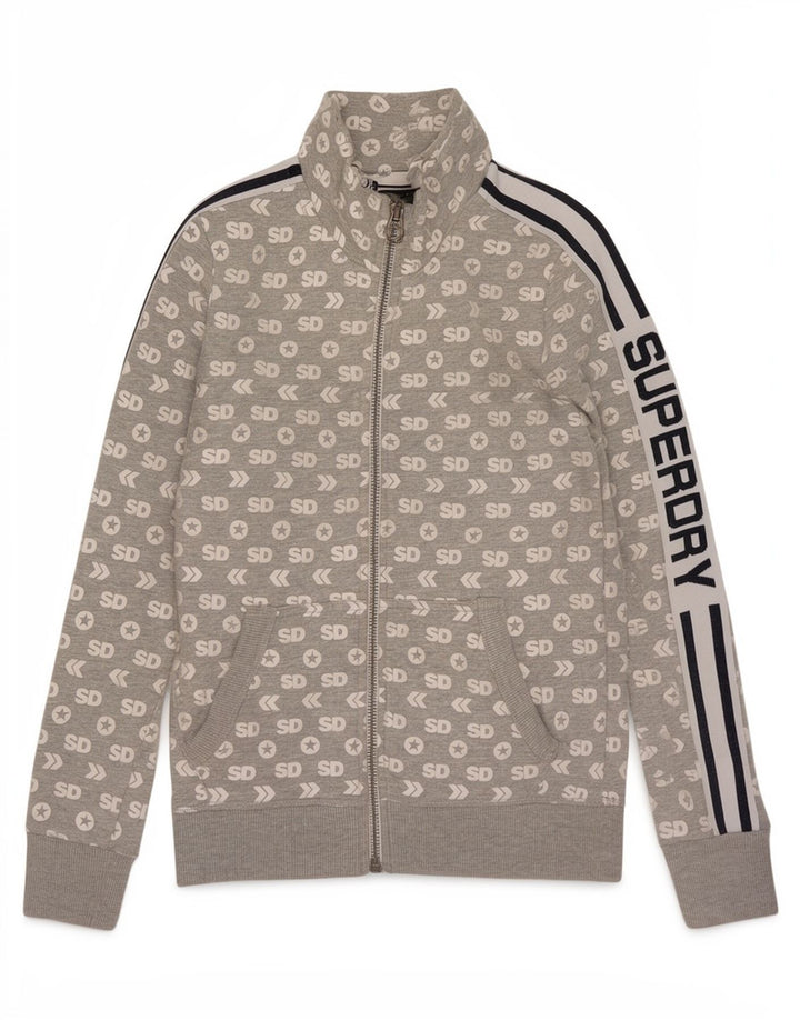 Damska kurtka dresowa Superdry Graphic UK 10, mała, szara, bawełniana