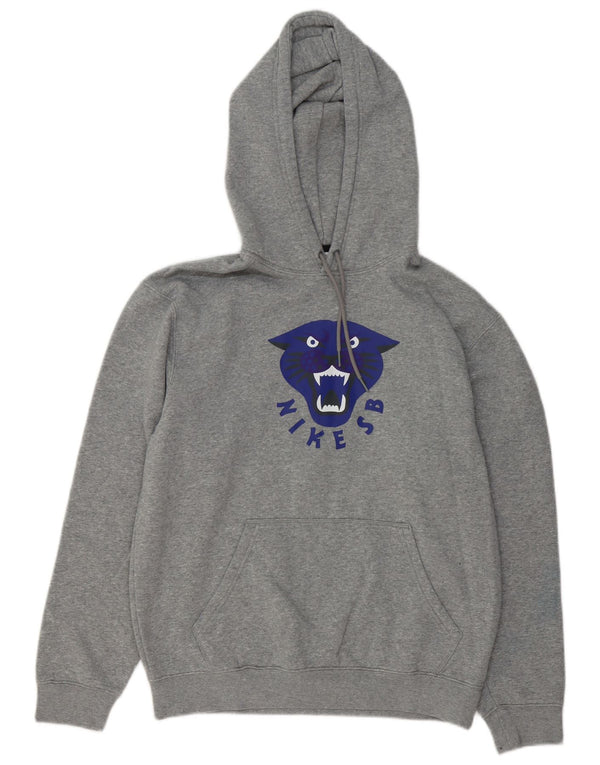 Męski sweter z kapturem NIKE z grafiką, mały, szary, bawełniany