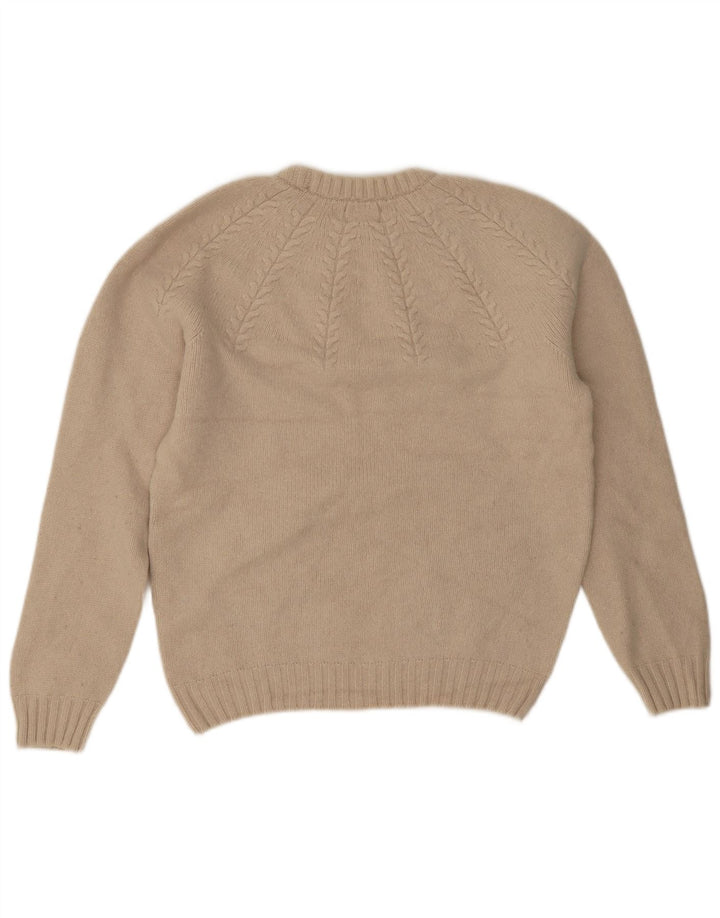 Męski sweter Massimo Dutti z okrągłym dekoltem, duży, beżowy, wełniany