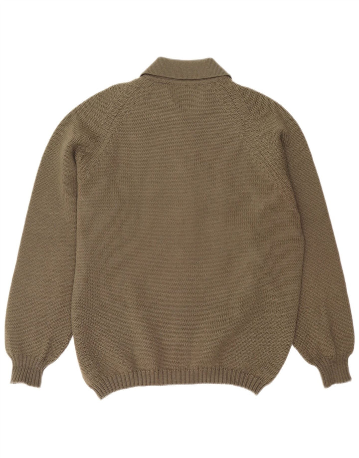 Vintage męski sweter rozpinany, duży khaki