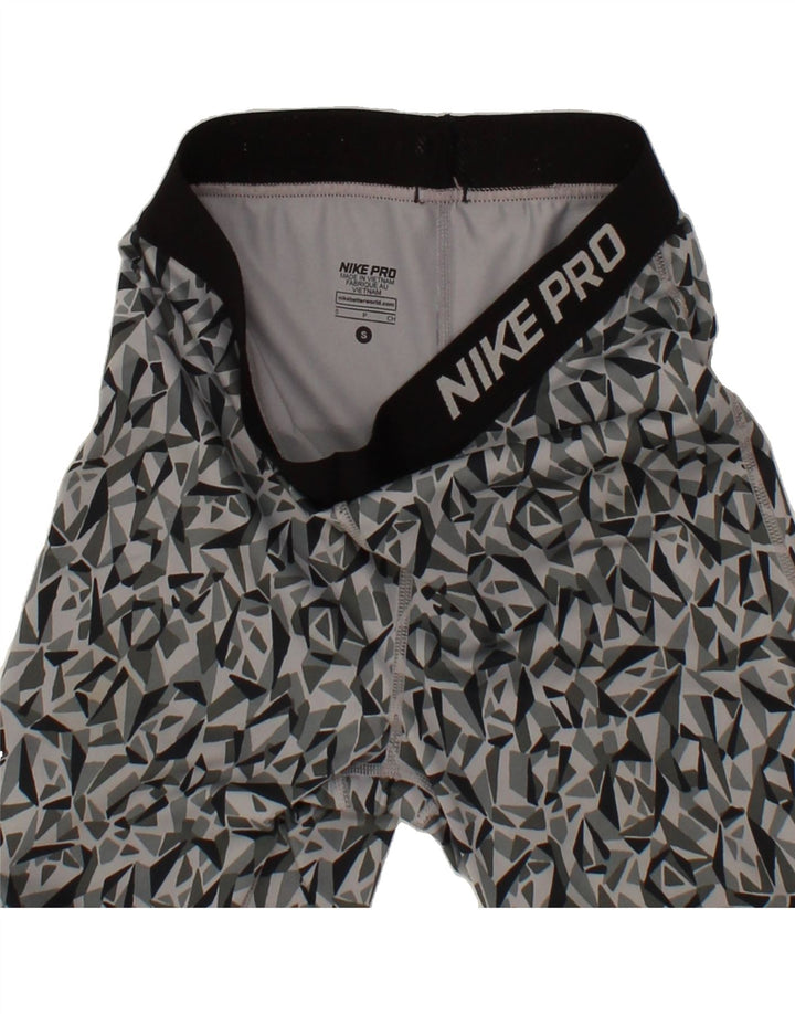 NIKE Womens Graphic Leggings UK 10 Small  Grey Geometric Polyester Vintage Nike and Second-Hand Nike from Messina Hembry 