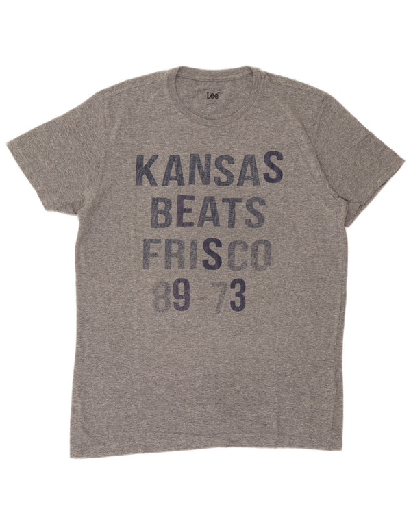 Męski T-shirt Lee Slim Fit z grafiką, góra XL, szara bawełna