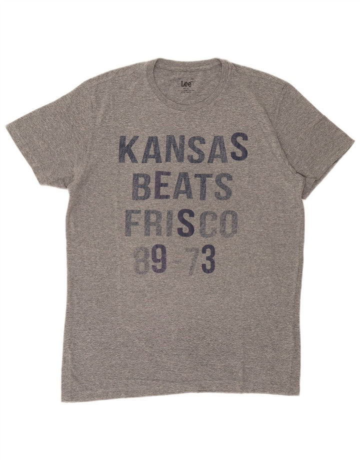 Męski T-shirt Lee Slim Fit z grafiką, góra XL, szara bawełna