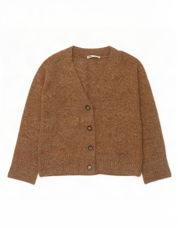 Damski sweter oversize Zara UK 10, mały, brązowy poliester