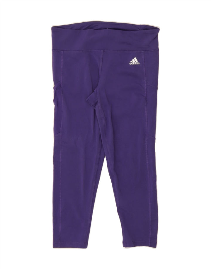 ADIDAS Womens Climalite Capri Leggings UK 12/14 Medium  Purple Polyester Vintage Adidas and Second-Hand Adidas from Messina Hembry 
