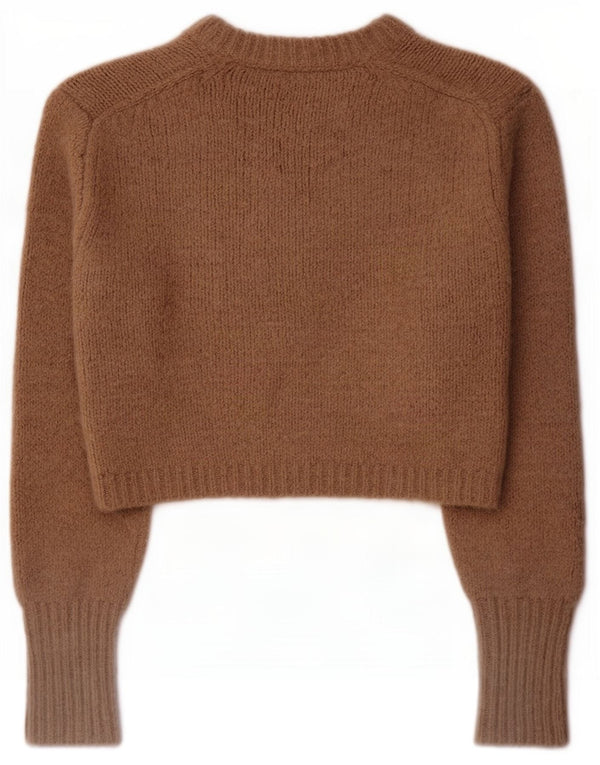 Damski sweter Zara Crop Oversize z dekoltem w łódkę UK 10 Small Brown