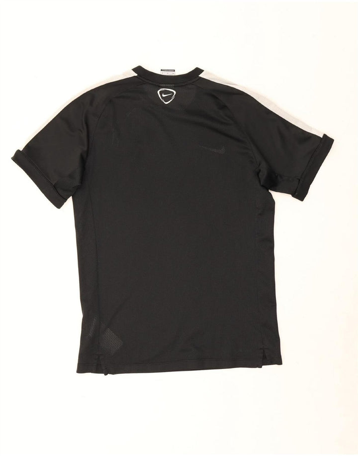 Męski T-shirt Nike Dri Fit z grafiką Top, średni czarny poliester z blokami kolorów
