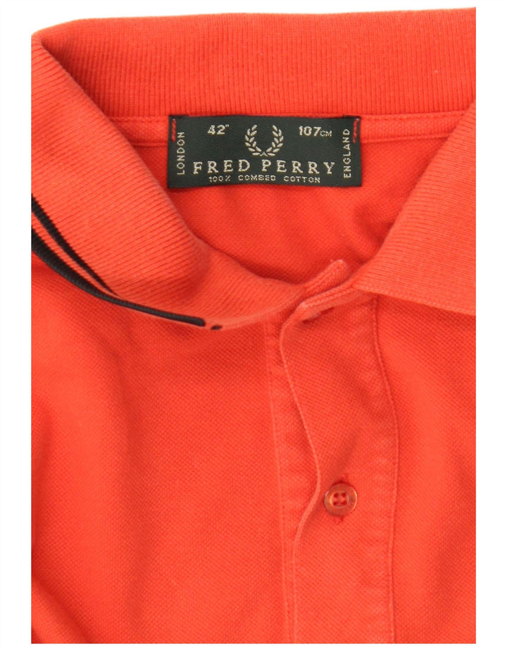 Męska koszulka polo z długim rękawem Fred Perry, średnia pomarańczowa bawełna