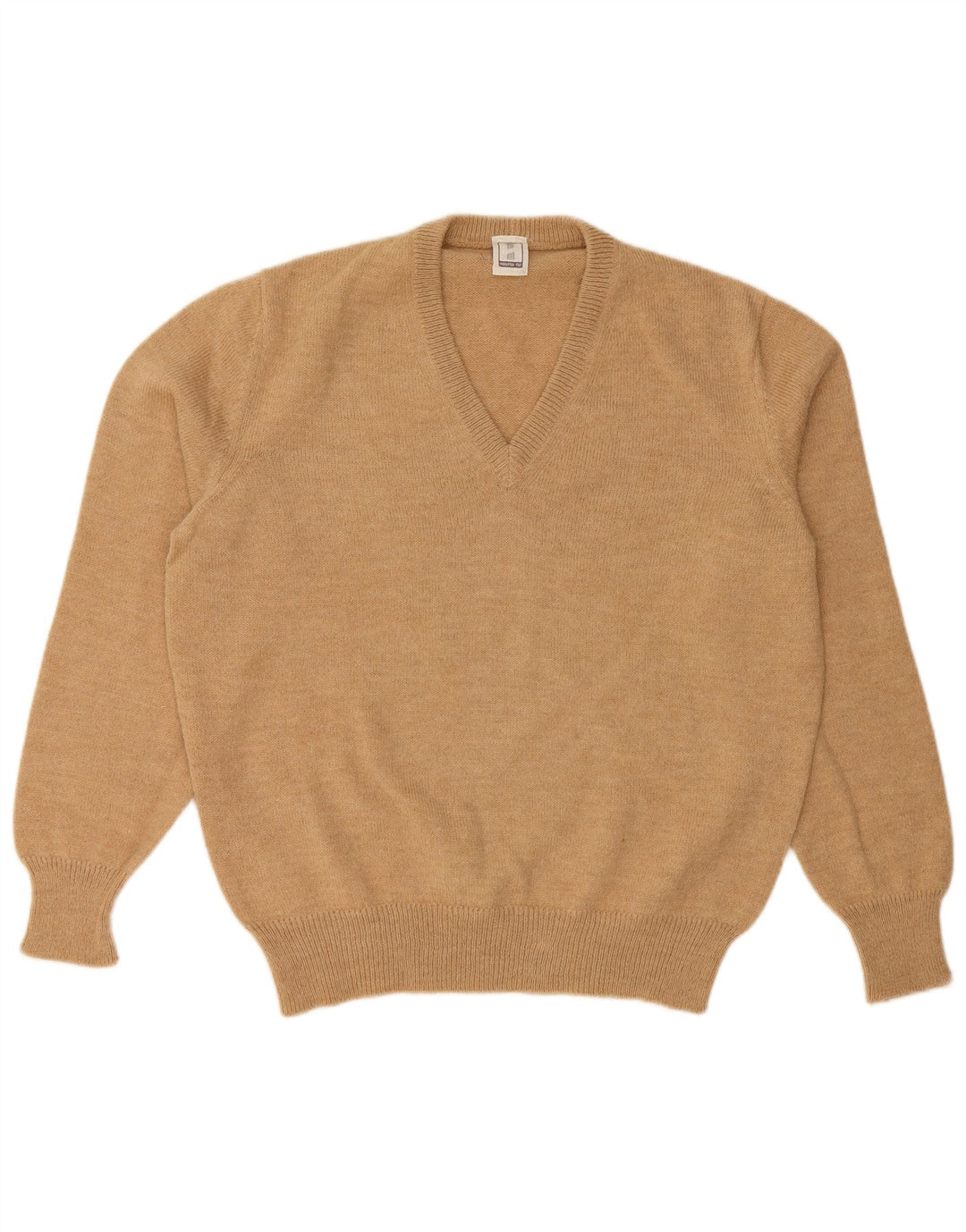 CLASSIC Mens V-Neck Jumper Sweater Large Beige