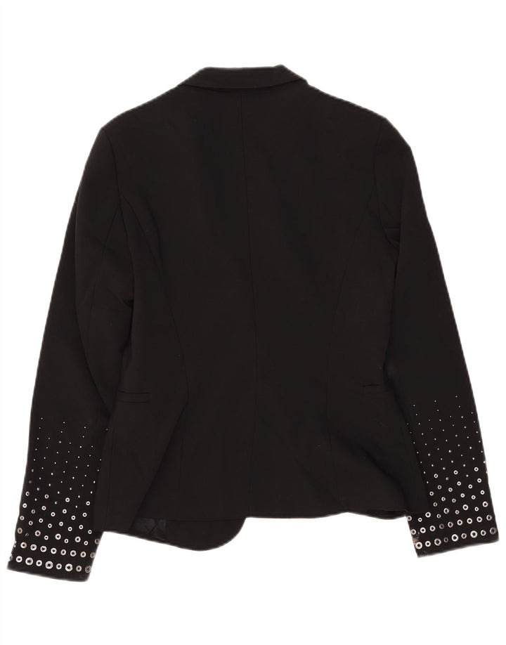 Damska marynarka ZARA zapinana na 1 guzik UK 12, średni czarny poliester