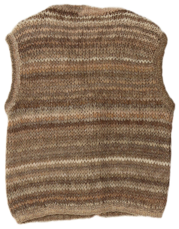 Vintage damski sweter bez rękawów, UK 10, małe brązowe paski