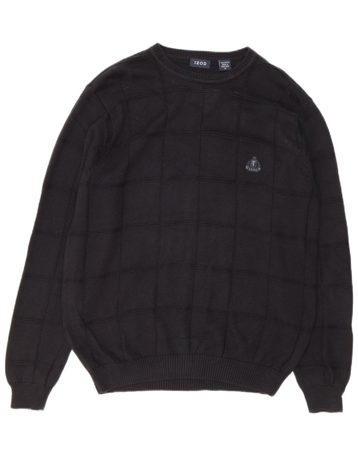 IZOD Męski sweter z okrągłym dekoltem, średnio czarny, bawełniany