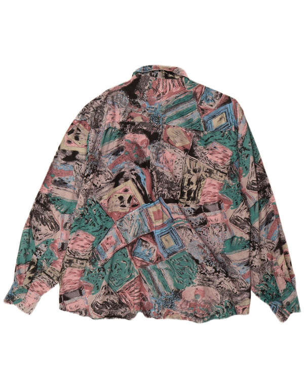 Koszula męska w stylu vintage w abstrakcyjny wzór, rozmiar 41/42, duża, wielobarwna wiskoza