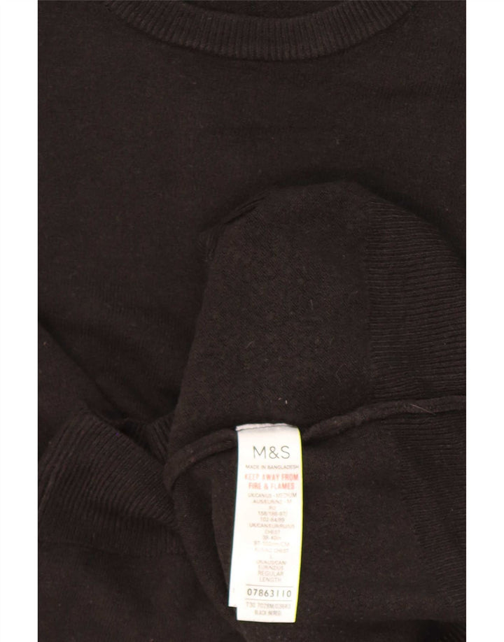 Marks & Spencer Męski sweter z okrągłym dekoltem, średni czarny akryl