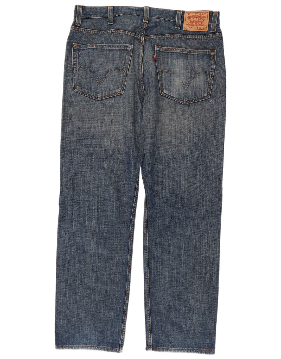 Męskie jeansy Levi's 505 o regularnym kroju W38 L32 Niebieska bawełna