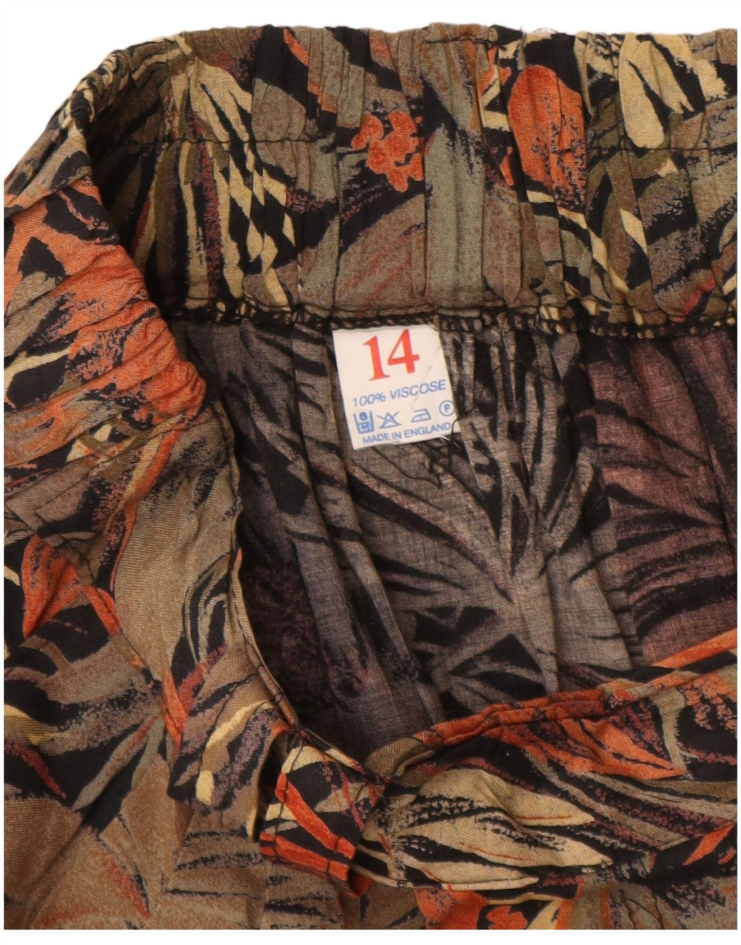 Damska spódnica w kształcie litery A w stylu VINTAGE UK 14 Medium W28 Brązowa wiskoza w kwiaty