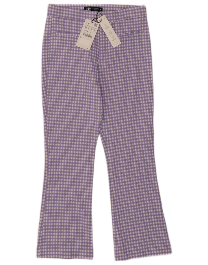 Krótkie spodnie damskie Zara Bootcut, średnie W28 L25, fioletowa kratka