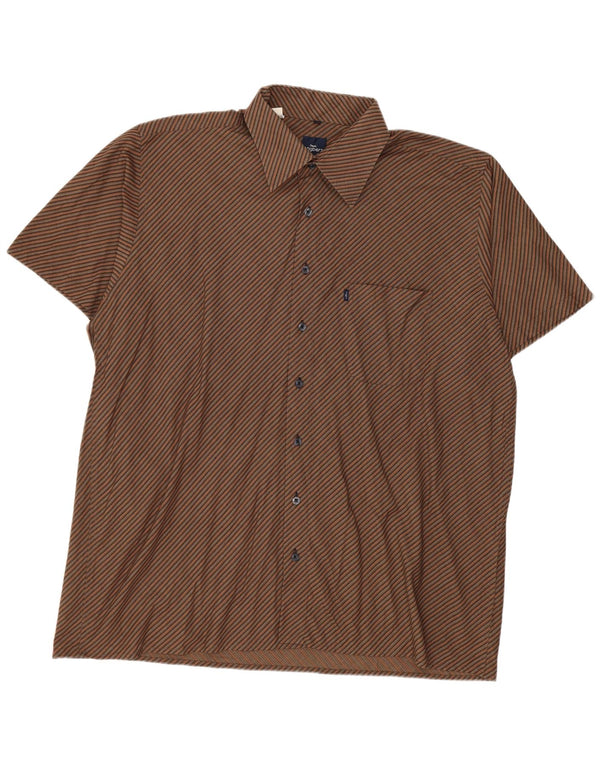 Engbers Mens Short Sleeve Shirt 2XL Brown Striped Cotton