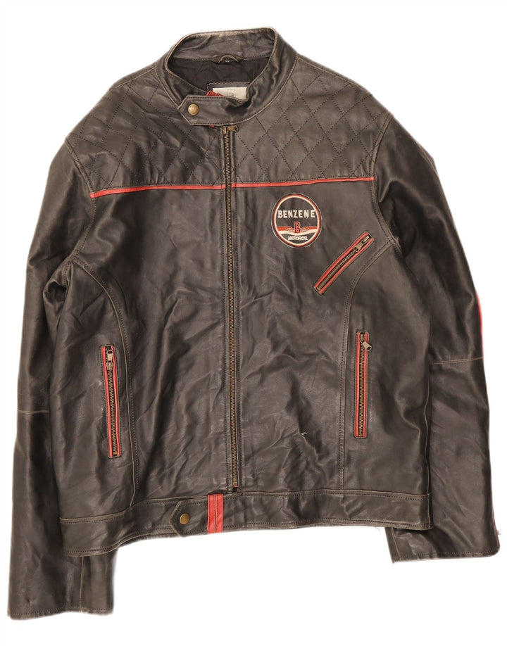 Męska kurtka skórzana Les Boulevards Moto Racer UK 40, duża czarna