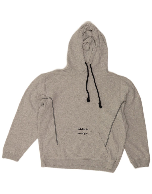 Damska bluza z kapturem Adidas Oversized UK 10 Small, szara, nakrapiana bawełna