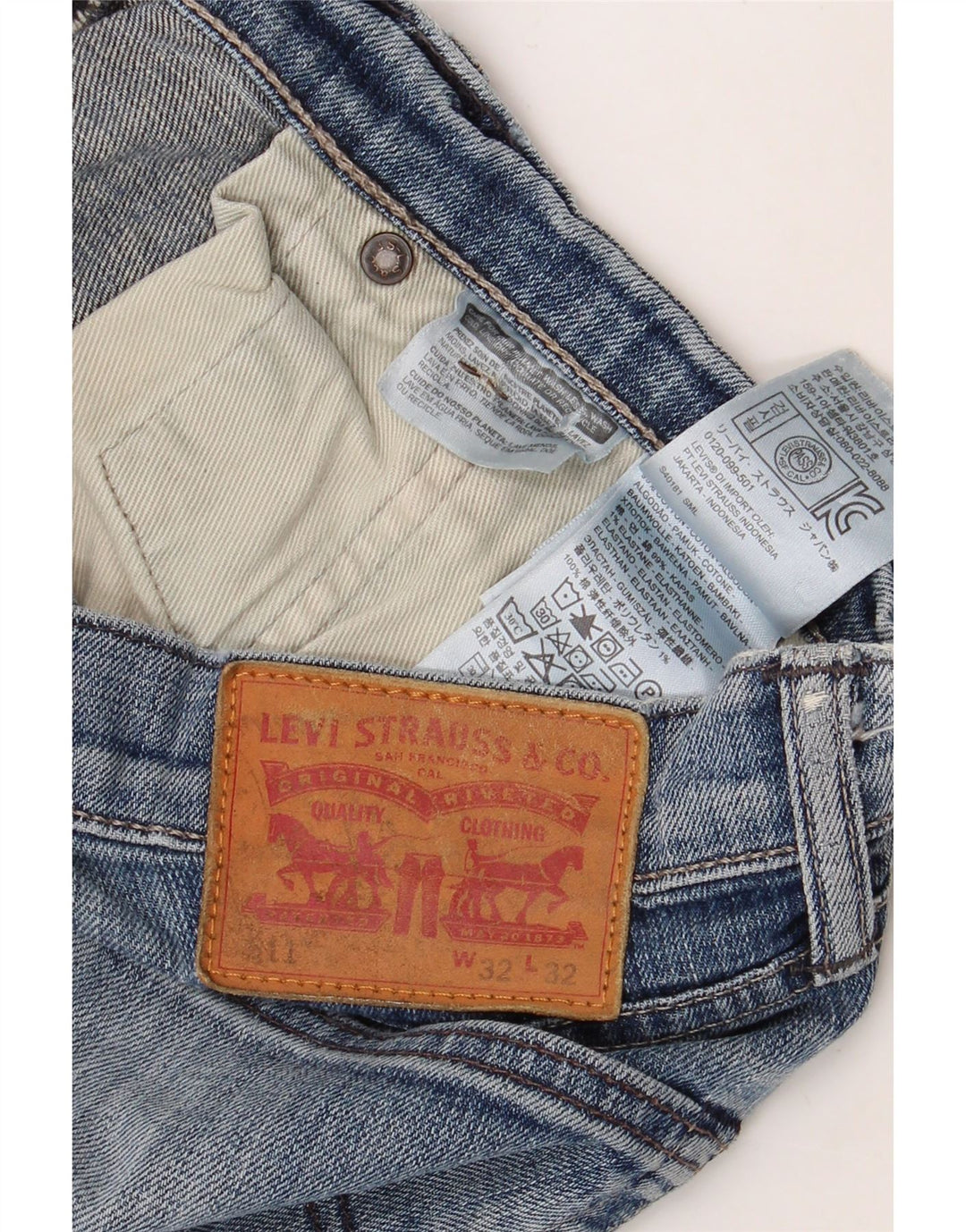 Męskie jeansy LEVI'S 511 Slim W32 L32 Niebieska bawełna