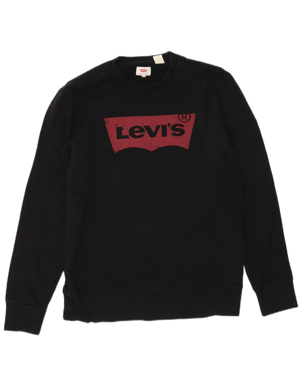 Męska bluza z grafiką Levi's, średnia czarna, bawełniana
