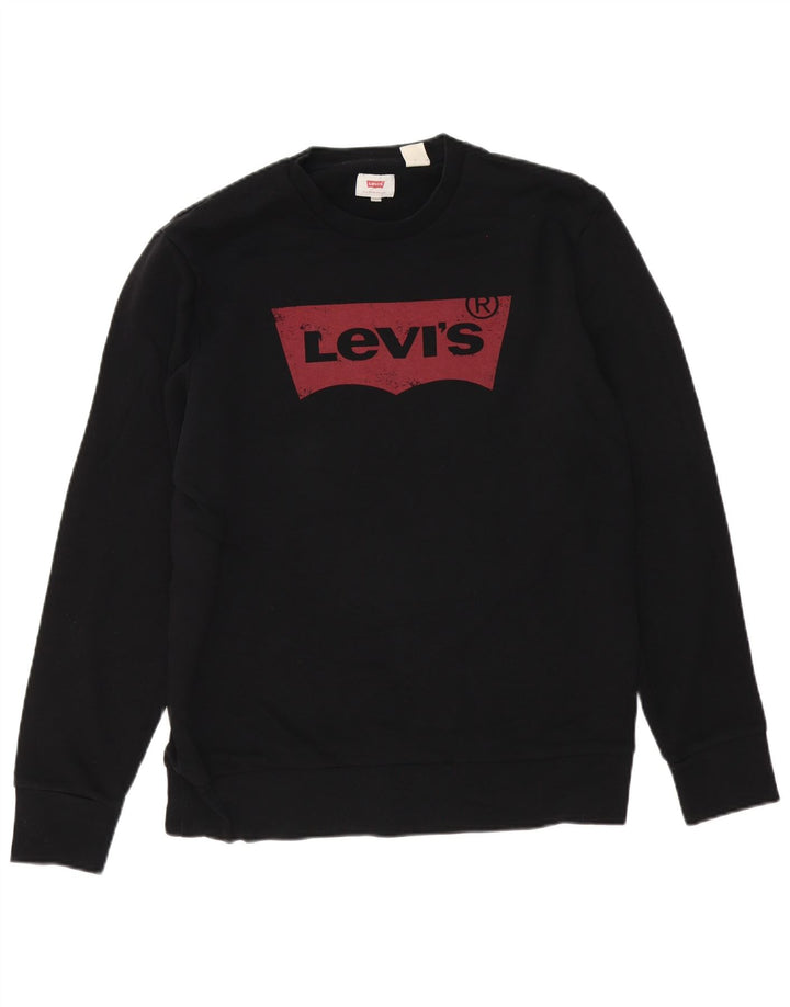 Męska bluza z grafiką Levi's, średnia czarna, bawełniana