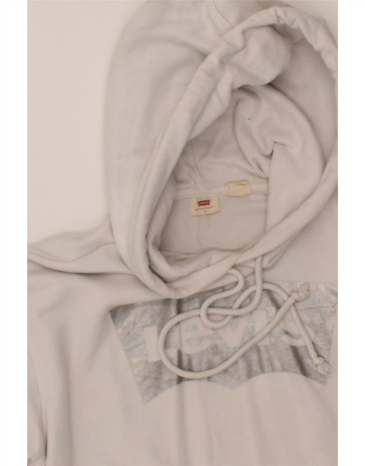 LEVI'S Mens Graphic Hoodie Jumper Small White Cotton Vintage Levi's and Second-Hand Levi's from Messina Hembry 