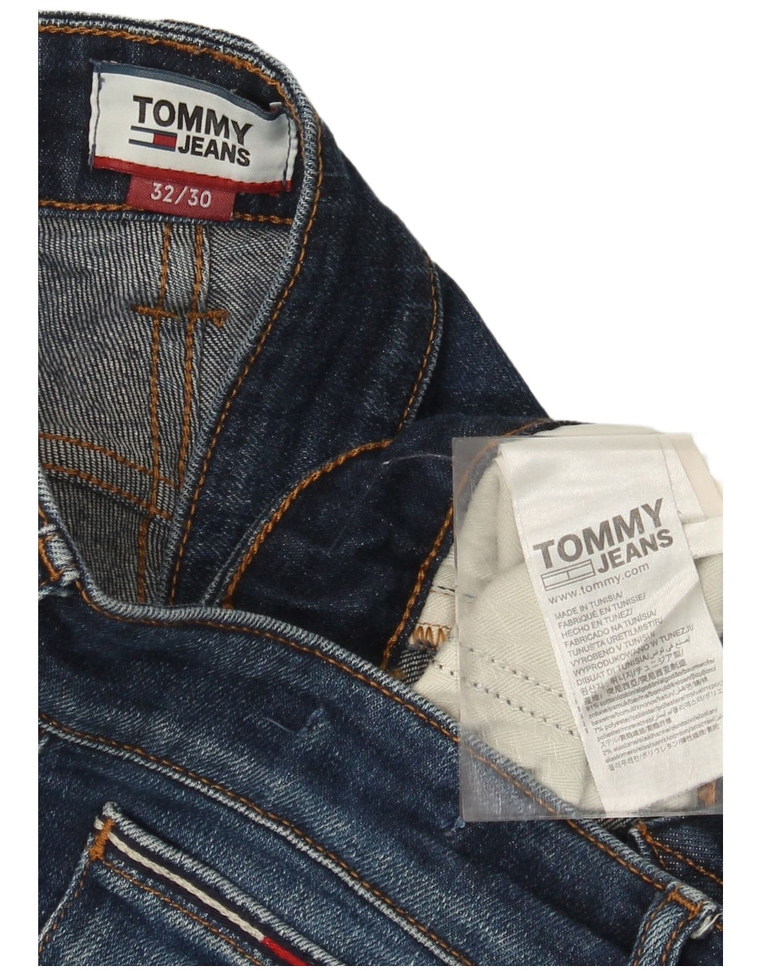 Męskie proste dżinsy Tommy Hilfiger W32 L30 Granatowa bawełna