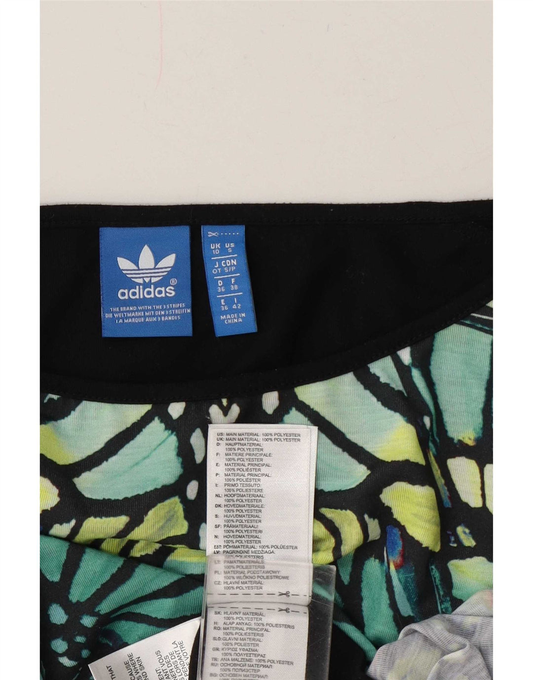 Adidas Damski Abstrakcyjny Wzór Graficzny Top 3/4 Rękaw UK 10 Mały Kolorowy