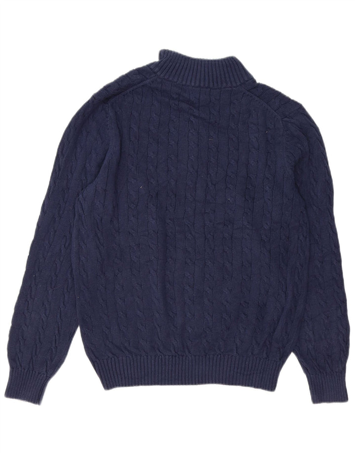 Izod Męski sweter z zamkiem błyskawicznym, średni granatowy, bawełniany
