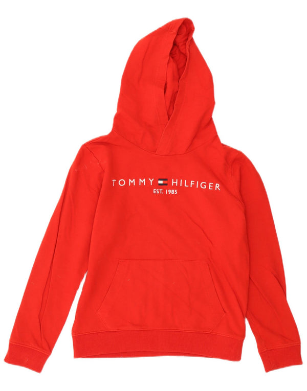 Chłopięcy sweter z kapturem i grafiką Tommy Hilfiger 11-12 lat, czerwony, bawełniany