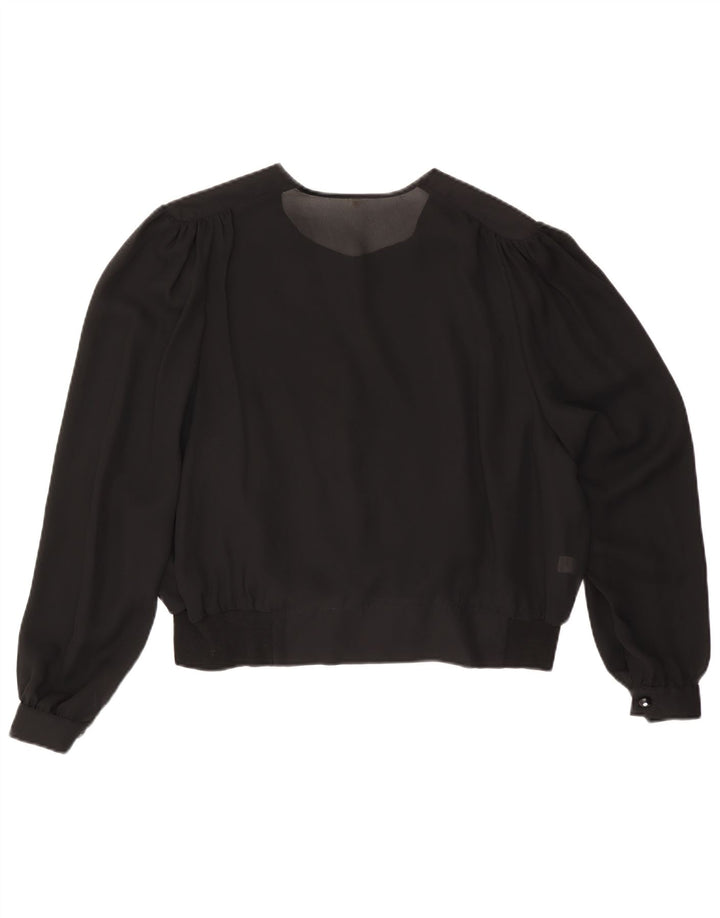 Damska bluzka koszulowa VINTAGE IT 50 XL Czarna wiskoza