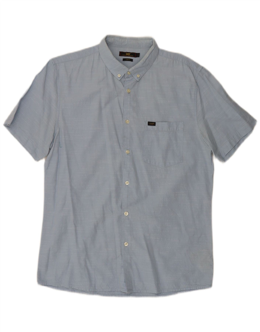 Męska koszula slim fit Lee z krótkim rękawem, duża, niebieska, bawełniana