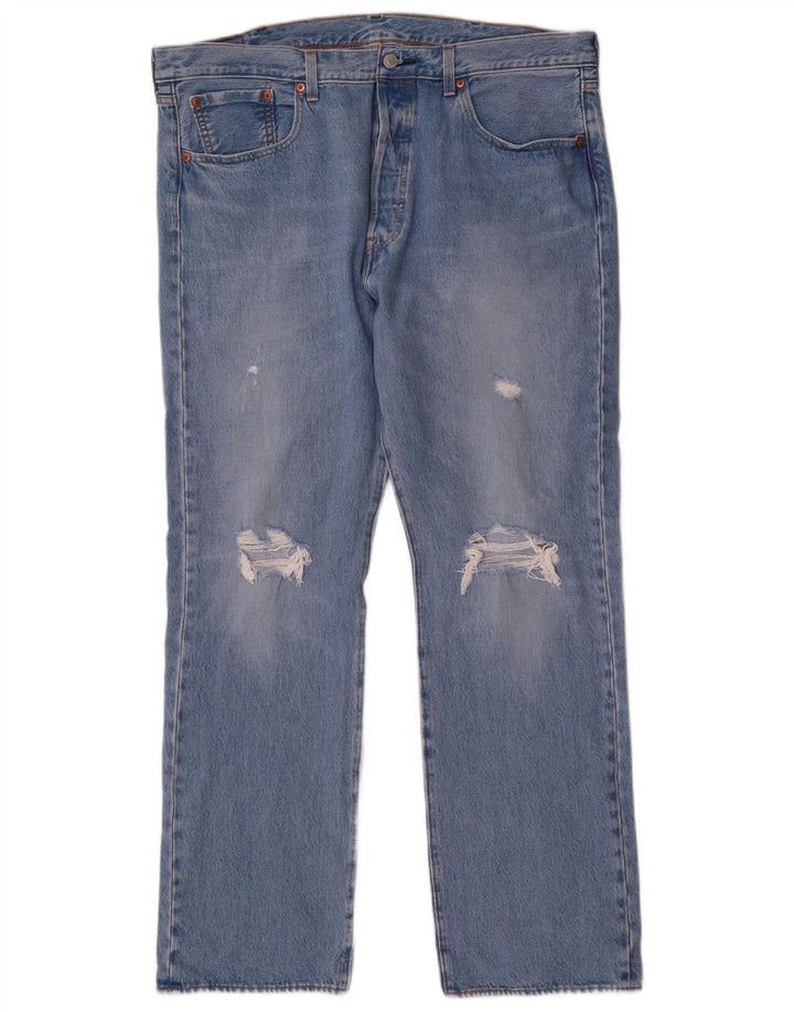 Męskie jeansy Levi's 501 w trudnej sytuacji W38 L32 Niebieska bawełna