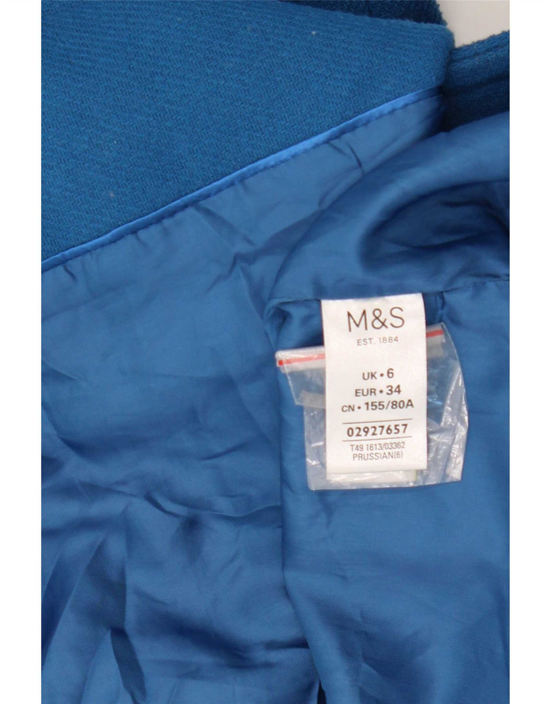 Marks & Spencer Damski płaszcz dwurzędowy UK 6 XS Niebieski poliester