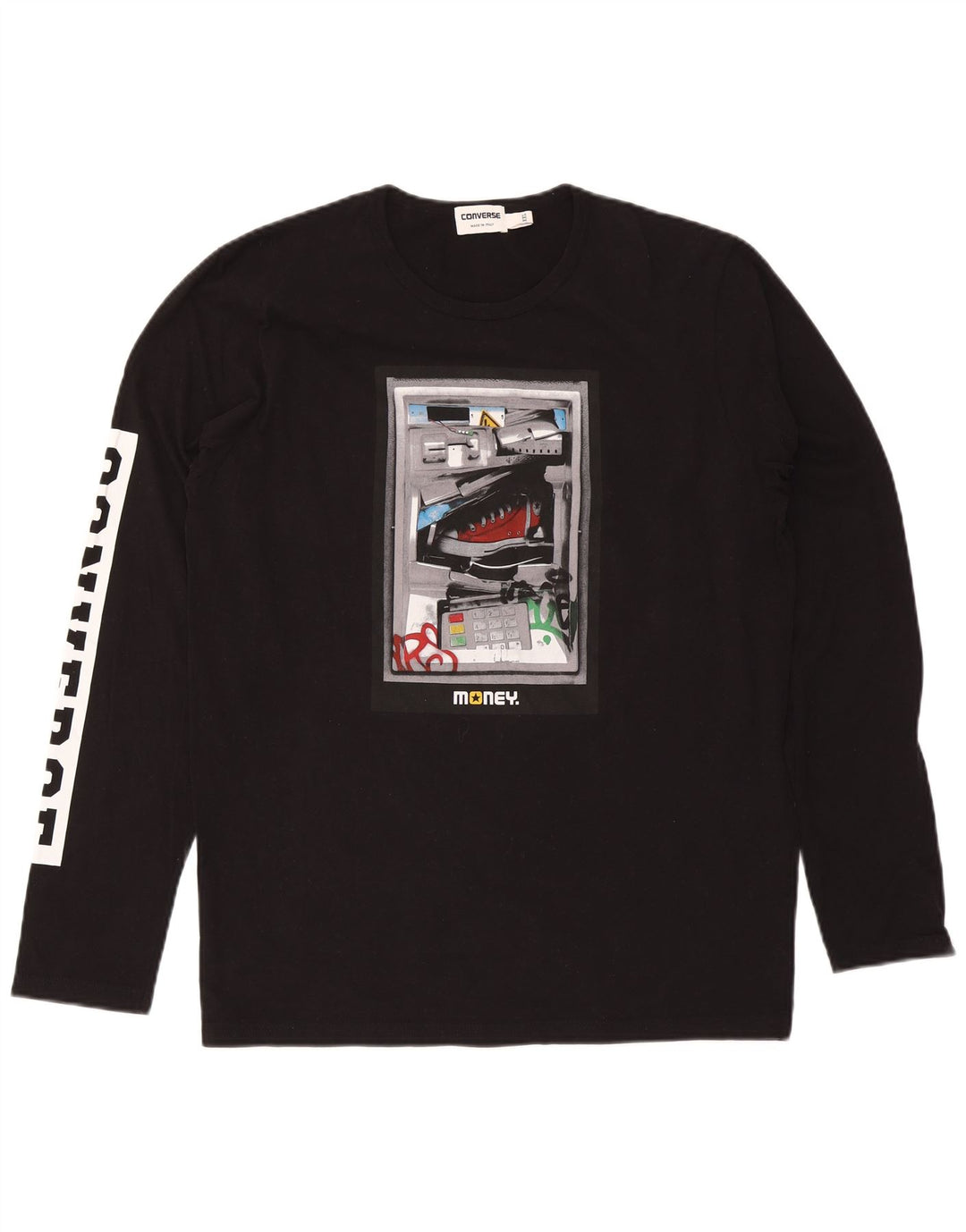Converse Męski graficzny top z długim rękawem 2XL, czarny, bawełniany