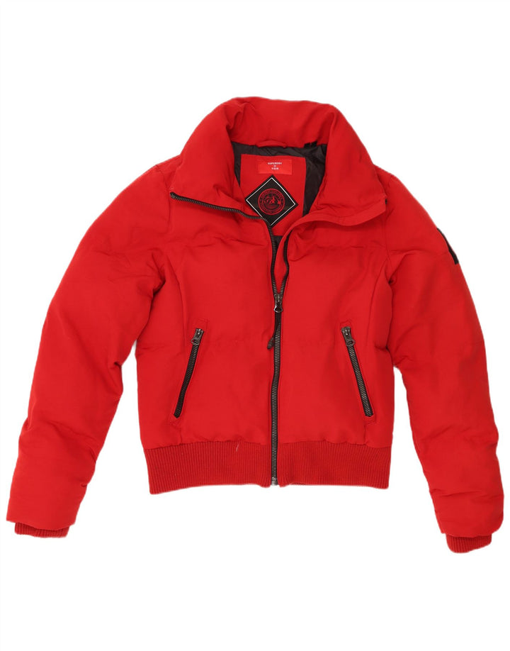 Damska ocieplana kurtka bomber Superdry UK 12, średni czerwony poliester
