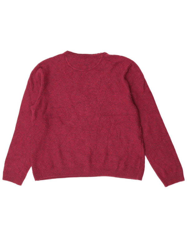 Damski sweter z okrągłym dekoltem White Stuff UK 20 2XL Bordowa, nakrapiana bawełna