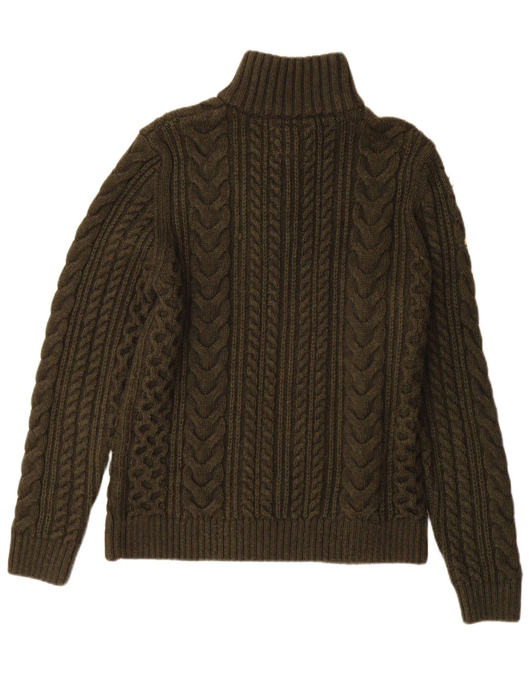 Męski sweter z zamkiem błyskawicznym Superdry, mała, wełniana khaki
