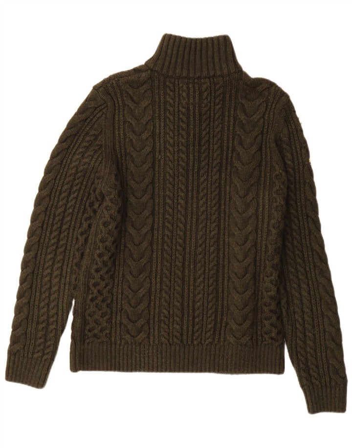 Męski sweter z zamkiem błyskawicznym Superdry, mała, wełniana khaki