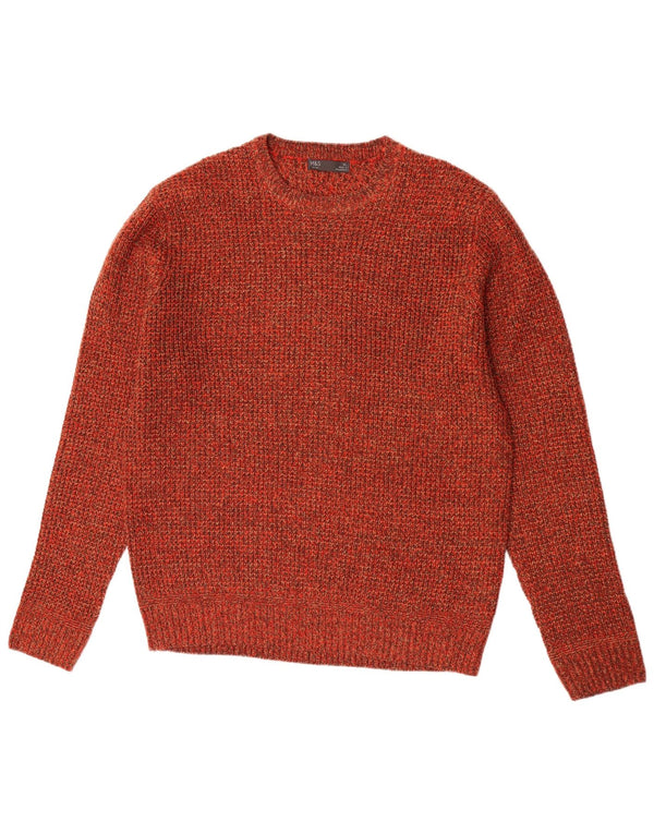 Marks & Spencer Męski sweter z okrągłym dekoltem XL, pomarańczowy, nakrapiany akryl