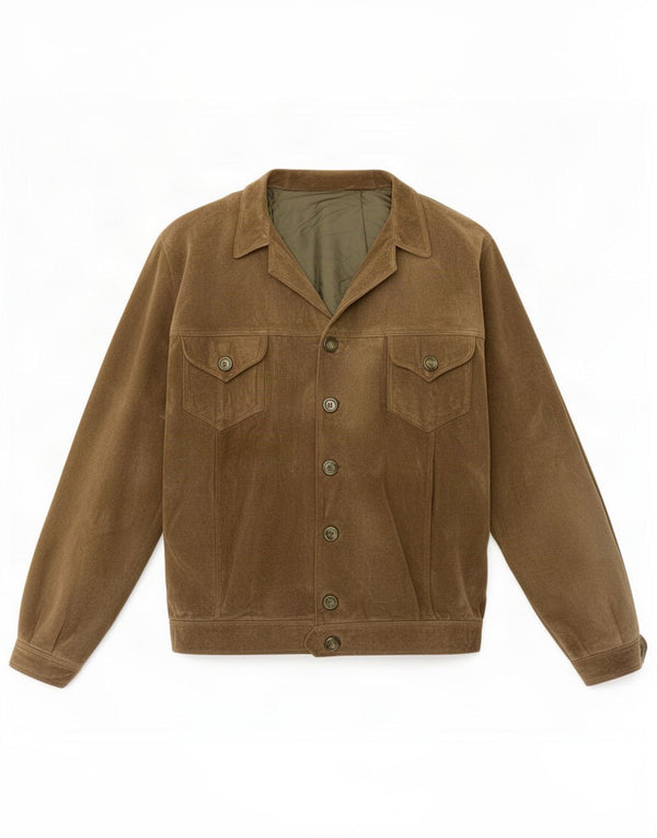 Zamszowa kurtka męska Bomber w stylu vintage UK 42 XL Khaki