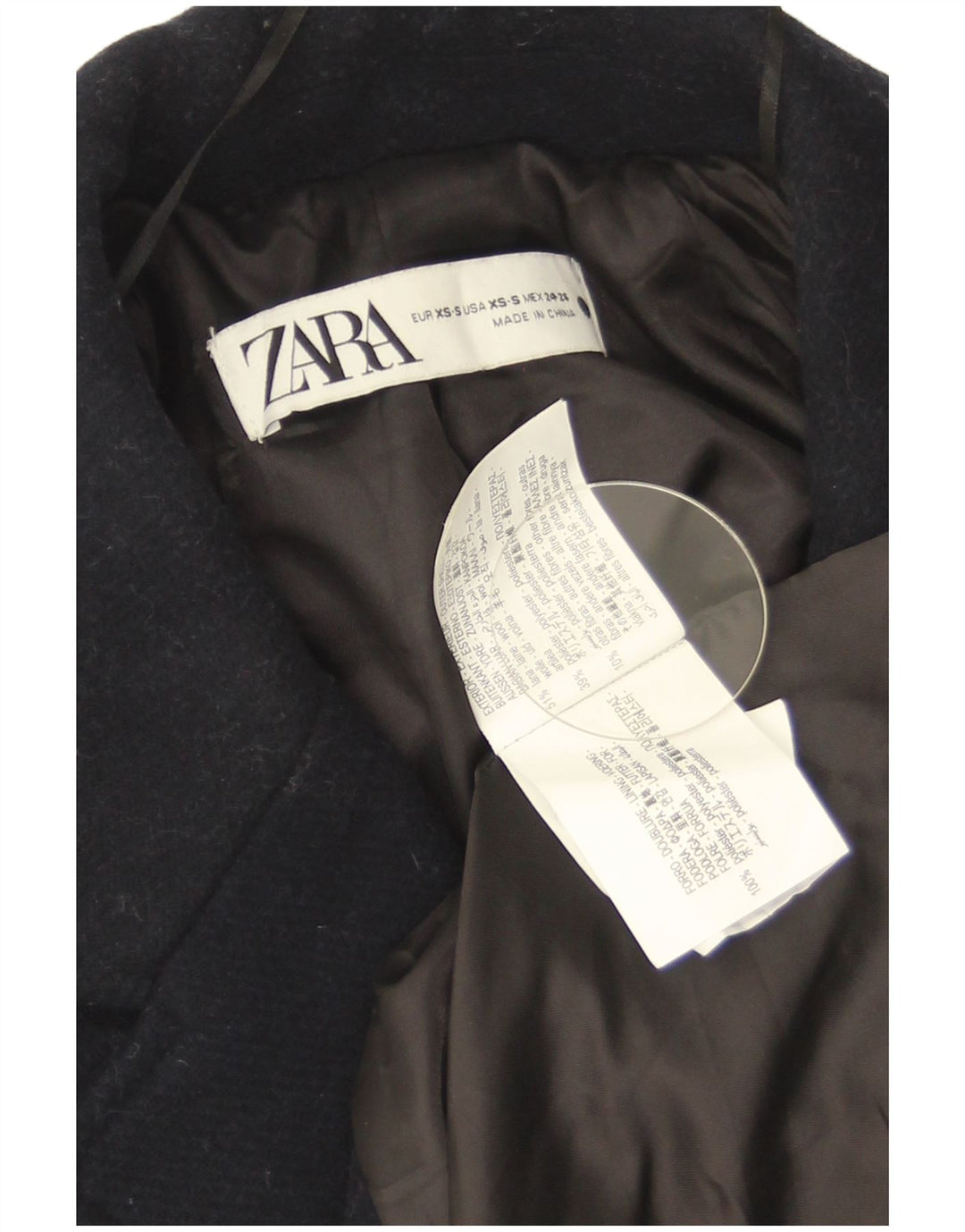 Damski płaszcz oversize Zara UK 6 XS, granatowy, wełniany
